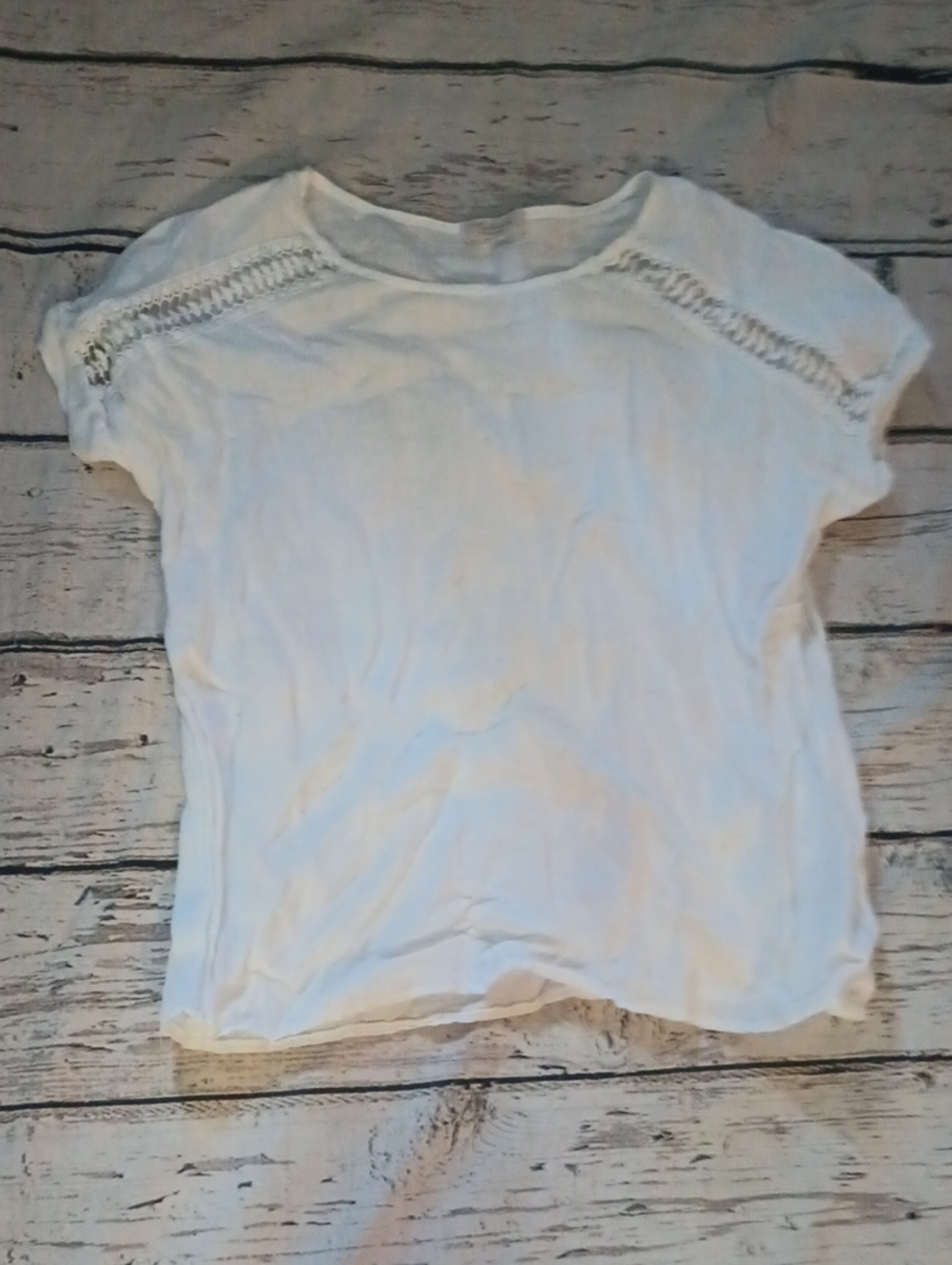 Bellambra White Lace Trim Boxy Linen Top S